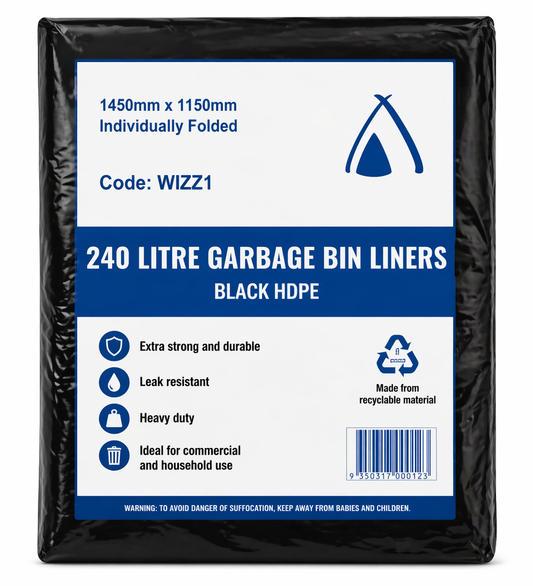 Garbage Bags 240L Black HDPE Star Seal