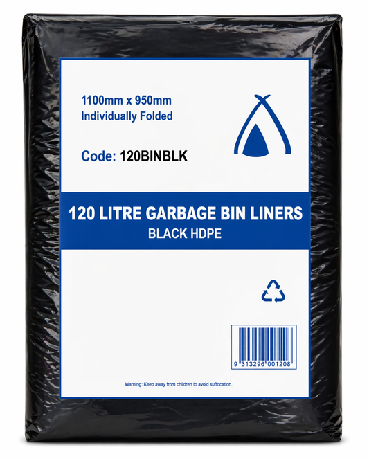 Garbage Bags 120L Black HDPE Star Seal