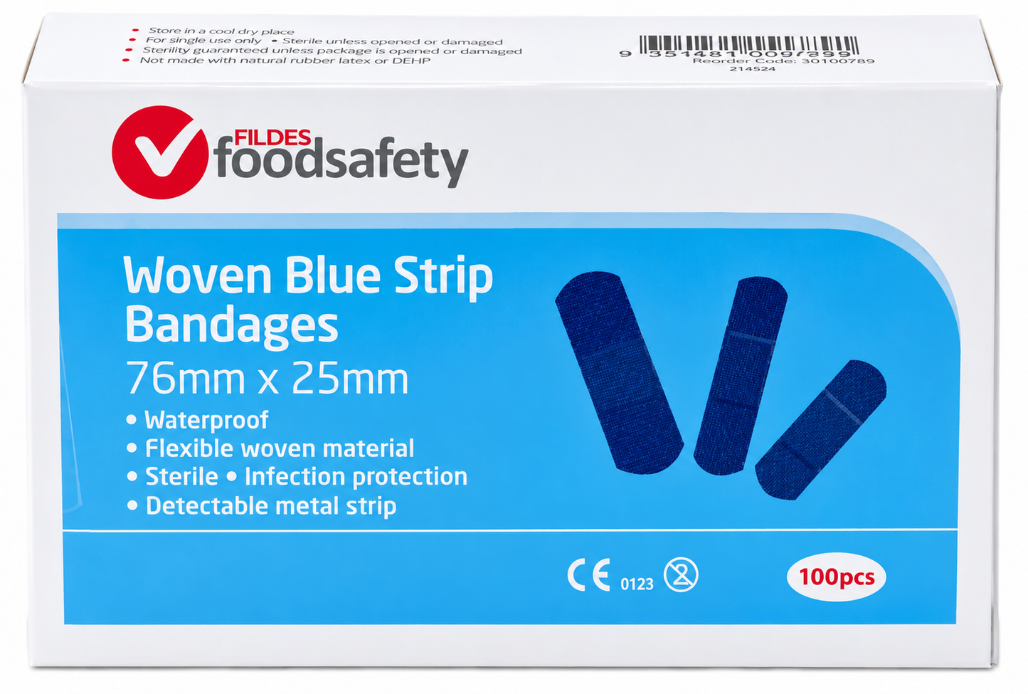 Blue Band Aid Strips Q100 76x25mm