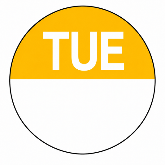 Day Of Week Circle Labels 24mm Tuesday