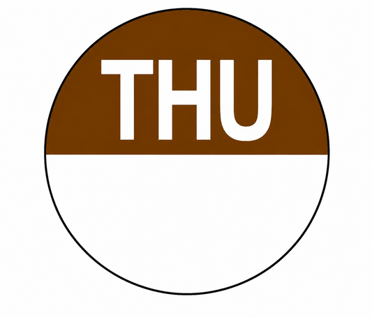 Day Of Week Circle Labels 24mm Thursday
