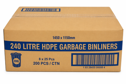 Garbage Bags 240L Black HDPE Star Seal